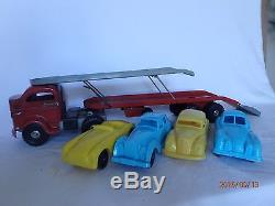 Vintage Lincoln Toys Auto Transport Diesel Truck With 4 Reliable Cars