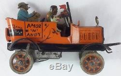Vintage Marx Amos'n' Andy Fresh Air Taxi Car Tin Litho Wind Up Toy Works