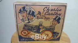 VINTAGE MARX TIN LITHO CHARLIE McCARTHY WIND UP SPINNING HEAD CAR W ORIGINAL BOX