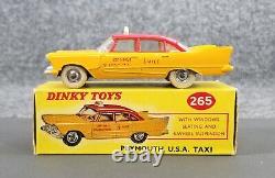 VINTAGE MECCANO DINKY TOYS 1/43 PLYMOUTH PLAZA TAXI CAB No. 265 WithBOX NICE