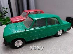 VINTAGE SOVIET LARGE 17.5'' (45 CM) Two PLASTIC VAZ LADA CAR TOYS MODELS