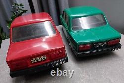 VINTAGE SOVIET LARGE 17.5'' (45 CM) Two PLASTIC VAZ LADA CAR TOYS MODELS