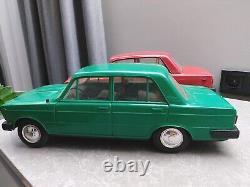 VINTAGE SOVIET LARGE 17.5'' (45 CM) Two PLASTIC VAZ LADA CAR TOYS MODELS