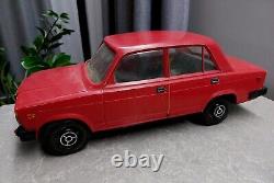 VINTAGE SOVIET LARGE 17.5'' (45 CM) Two PLASTIC VAZ LADA CAR TOYS MODELS