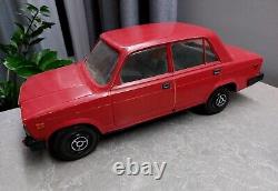 VINTAGE SOVIET LARGE 17.5'' (45 CM) Two PLASTIC VAZ LADA CAR TOYS MODELS