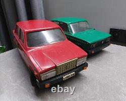 VINTAGE SOVIET LARGE 17.5'' (45 CM) Two PLASTIC VAZ LADA CAR TOYS MODELS