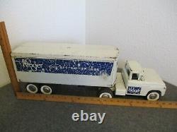 VINTAGE STRUCTO KROGER FORD SEMI TRUCK METAL WHITE With BLUE DECALS USA SOLID