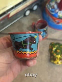 VINTAGE TIN LITHO WINDUPS LOT OF 9 J Chein Modern Tin Toys Japan Car Bus