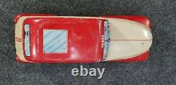 VINTAGE TIN LITHO WOLVERINE LARGE TOY CAR 13 PUSH DOWN TO GO (WORKS) 1940s USA