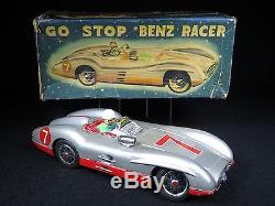 Vintage Tin Lithograph B/o Mercedes Go Stop Benz Racer 7 Car Marusan Japan Boxed