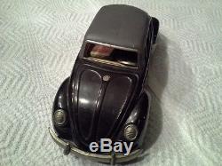 VINTAGE TIN VW Beetle, FRICTION CAR, RARE-REAR ENGINE VISIBLE/MOVING PISTONS