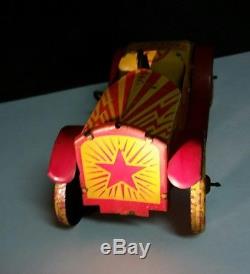 VINTAGE TOY 1920s MARX SPARKS TIN WIND UP RACE CAR WITH DRIVER 8 1/2