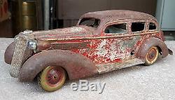 Vintage Very Rare Wind Up T. N Trademark Litho Big Vintage Car Tin Toy, Japan
