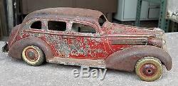 Vintage Very Rare Wind Up T. N Trademark Litho Big Vintage Car Tin Toy, Japan