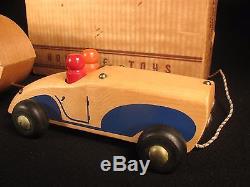 Vintage Wooden Camper Trailer Peg Car Set 16 ½ Boxed Holgate Toys Transportation