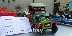 VNTG. RETRO CAR 1910 JALOPY MYSTERY ACTION TIN TOY BATTERY OPERATED 1960's JAPAN