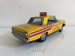 VTG 1950s Bandai Japan FORD FAIRLANE YELLOW CAB TAXI Battery Op Toy Car 8.5