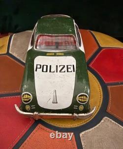 VTG 1960s Green Joustra Porsche 356B Polizei Police Car Tin Friction Toy WORKS VTG 1960s Green Joustra Porsche 356B Polizei Police Car Tin Friction Toy WORKS