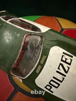VTG 1960s Green Joustra Porsche 356B Polizei Police Car Tin Friction Toy WORKS