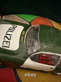 VTG 1960s Green Joustra Porsche 356B Polizei Police Car Tin Friction Toy WORKS