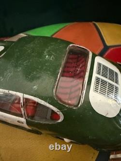 VTG 1960s Green Joustra Porsche 356B Polizei Police Car Tin Friction Toy WORKS VTG 1960s Green Joustra Porsche 356B Polizei Police Car Tin Friction Toy WORKS