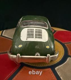 VTG 1960s Green Joustra Porsche 356B Polizei Police Car Tin Friction Toy WORKS