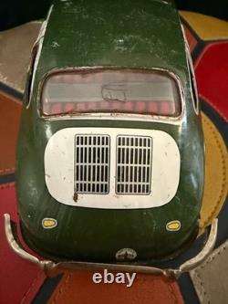 VTG 1960s Green Joustra Porsche 356B Polizei Police Car Tin Friction Toy WORKS