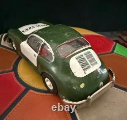 VTG 1960s Green Joustra Porsche 356B Polizei Police Car Tin Friction Toy WORKS