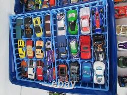 VTG Blue Tara Toy Corp Car Carrying Case Diecast Matchbox Hot Wheels With97 Cars