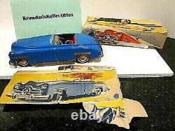 VTG DISTLER PACKARD CONVERTIBLE TIN 4 GEAR WIND UP TOY CAR With KEY, WINDSHIELD