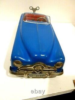 VTG DISTLER PACKARD CONVERTIBLE TIN 4 GEAR WIND UP TOY CAR With KEY, WINDSHIELD