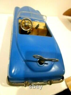 VTG DISTLER PACKARD CONVERTIBLE TIN 4 GEAR WIND UP TOY CAR With KEY, WINDSHIELD