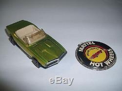 VTG Hot Wheels 1968 Toy Car Matel Custom Firebird LIME GREEN Rare REDLINE