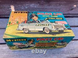 VTG MYSTERY POLICE CAR TIN BATTERY TOY with ORIGINAL BOX TN NOMURA JAPAN