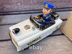 VTG MYSTERY POLICE CAR TIN BATTERY TOY with ORIGINAL BOX TN NOMURA JAPAN