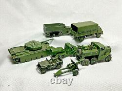 VTG Mixed 7 Piece Lot Of Dinky Toys/ Supertoys Green Military Vehicles Toys
