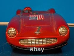 VTG RARE BANDAI 1954 FERRARI 750 MONZA, Race Car, US FLAG #1 TIN FRICTION 8 Inch