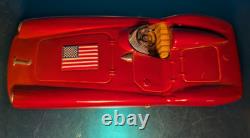 VTG RARE BANDAI 1954 FERRARI 750 MONZA, Race Car, US FLAG #1 TIN FRICTION 8 Inch