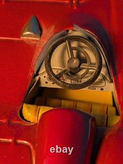 VTG RARE BANDAI 1954 FERRARI 750 MONZA, Race Car, US FLAG #1 TIN FRICTION 8 Inch