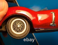 VTG RARE BANDAI 1954 FERRARI 750 MONZA, Race Car, US FLAG #1 TIN FRICTION 8 Inch