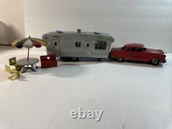 VTG SSS Toys Japan House Trailer A-303 Tin Metal Friction Car & Camper With Table
