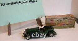 VTG TRI-ANG MINIC CLOCKWORK TOY GREEN VAUXHALL TOURER With ORIGINAL BOX