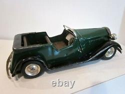 VTG TRI-ANG MINIC CLOCKWORK TOY GREEN VAUXHALL TOURER With ORIGINAL BOX