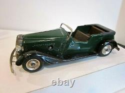 VTG TRI-ANG MINIC CLOCKWORK TOY GREEN VAUXHALL TOURER With ORIGINAL BOX