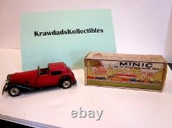 VTG TRI-ANG MINIC CLOCKWORK TOY RED VAUXHALL TOWN COUPE 18M With BOX ALL ORIGINAL