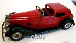 VTG TRI-ANG MINIC CLOCKWORK TOY RED VAUXHALL TOWN COUPE 18M With BOX ALL ORIGINAL