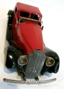 VTG TRI-ANG MINIC CLOCKWORK TOY RED VAUXHALL TOWN COUPE 18M With BOX ALL ORIGINAL