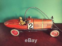 Very Rare 1924 Paya Spain Tin Wind-up Felix the Cat Boat Tail Race Car Tippco