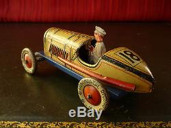 Very Rare 1930's Distler JD Tin Wind-up Boattail Boat Tail Race Car Racer