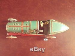Very Rare 1930's TCO Tippco Tipp&Co Tin Wind-up Boattail Racer Race Car with Light